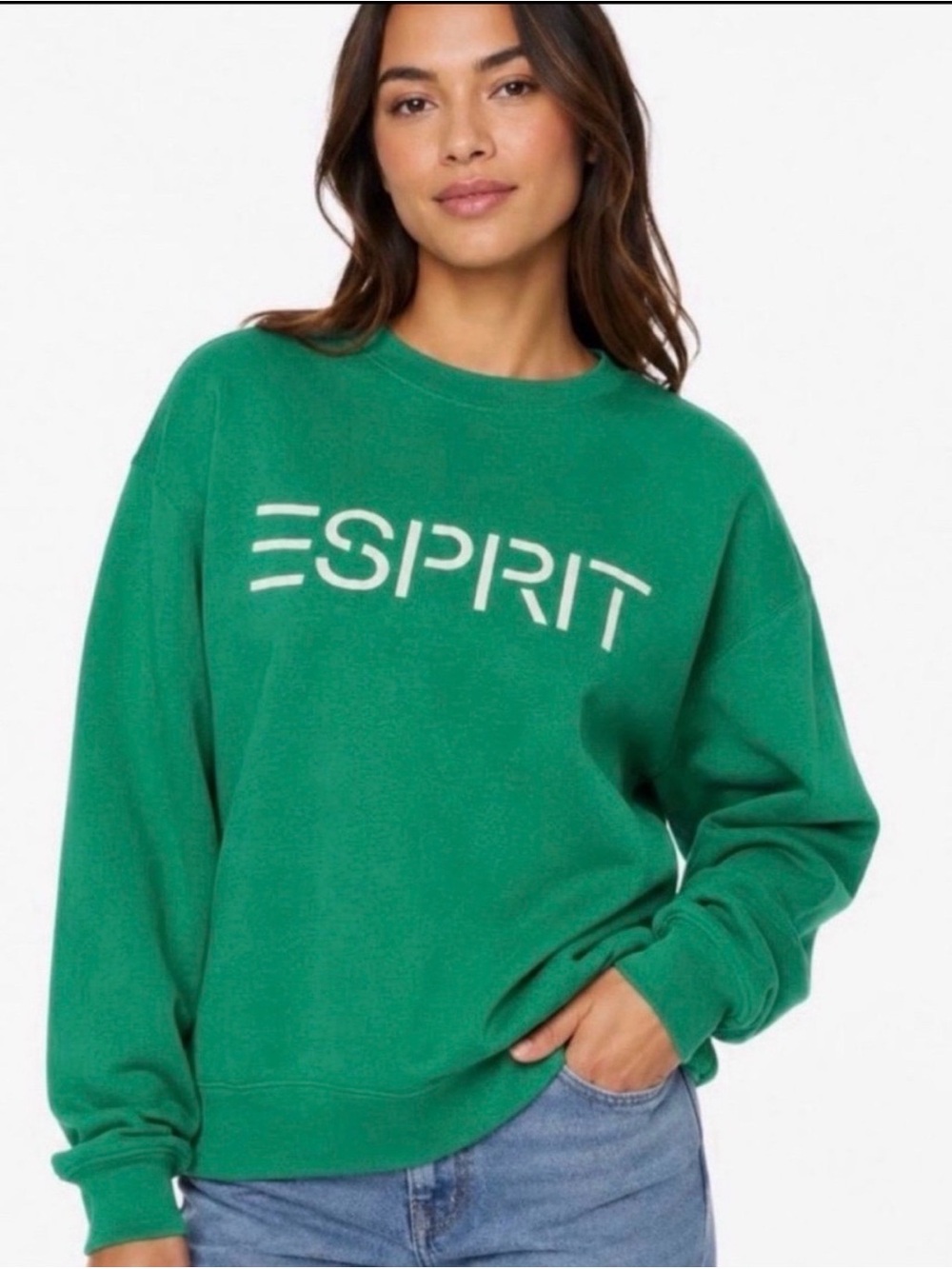 Esprit Green Crewneck Sweatshirt with White Logo